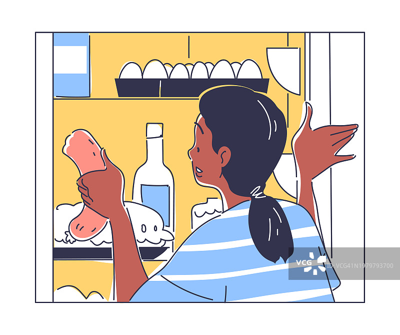 打开冰箱的人矢量涂鸦图片素材