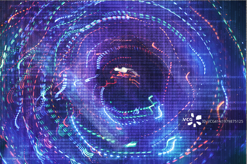 二进制代码的控制论漩涡图片素材