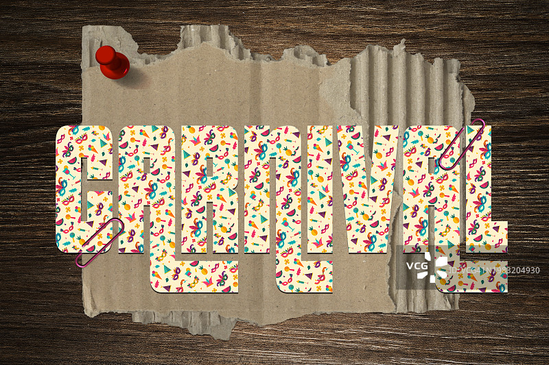 纸板上逼真的狂欢节剪纸效果图片素材