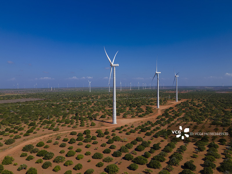北里奥格兰德州风力涡轮机农场航拍，巴西图片素材