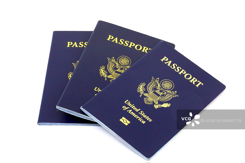 三本美国公民国际旅行护照图片素材
