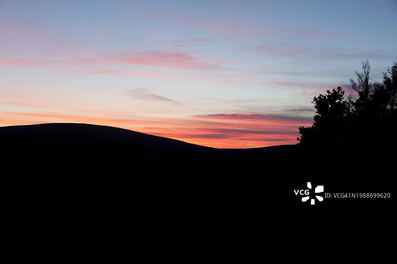 威克洛山脉丘陵的日落图片素材