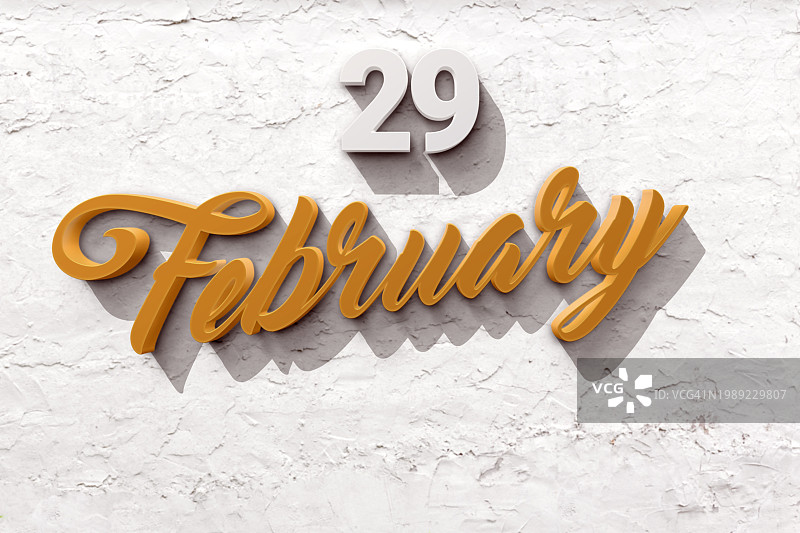 3D风格的2月29日，闰日图片素材