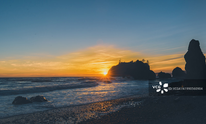 华盛顿日落时分的海景图片素材