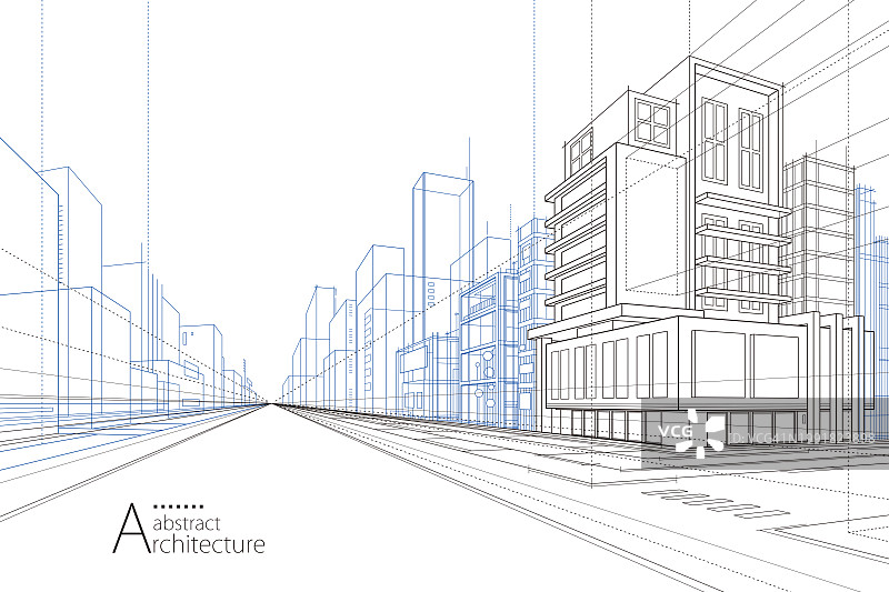 抽象现代城市建筑轮廓图图片素材