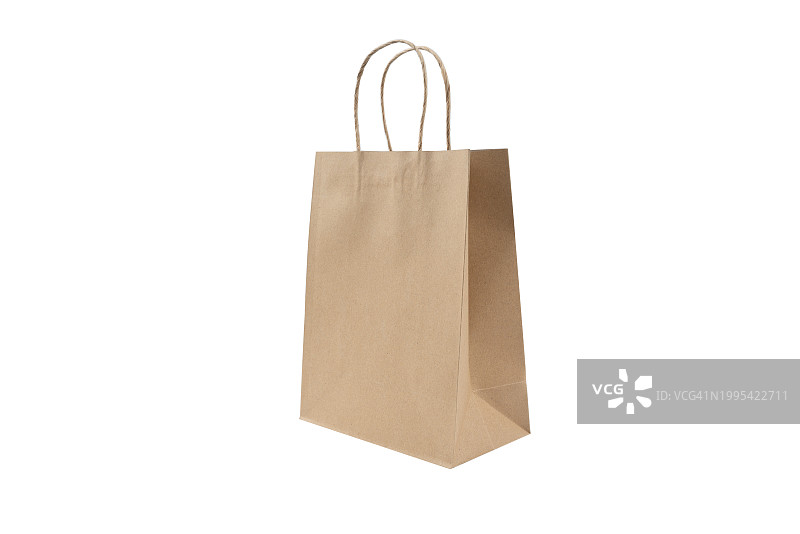 白色背景上的再生纸购物袋图片素材