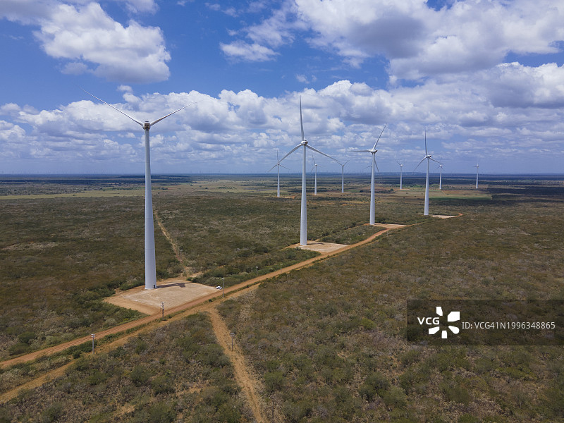 北里奥格兰德州风力涡轮机农场航拍，巴西图片素材