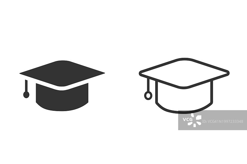 教育线性图标：毕业帽图片素材