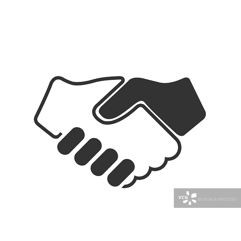 商务握手或合同协议线性矢量图标图片素材