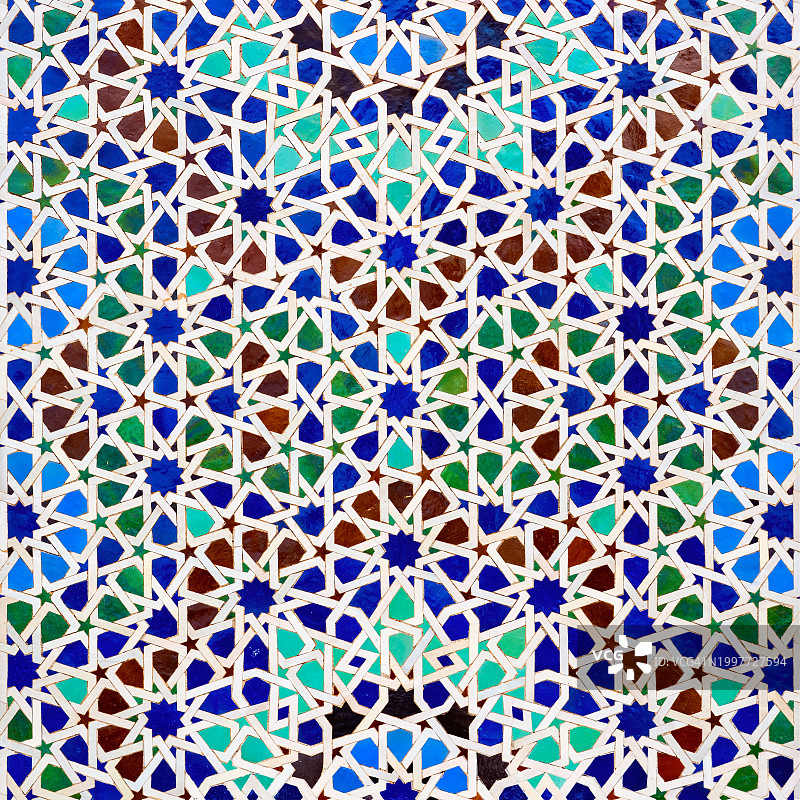 精美的伊斯兰几何瓷砖马赛克摩洛哥风格图案背景图片素材