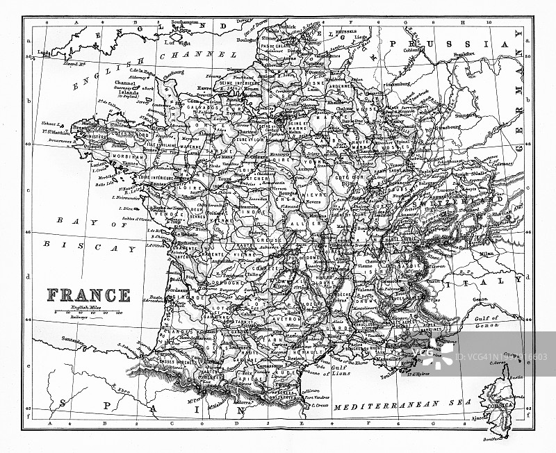 老式石印彩绘：法国地图图片素材