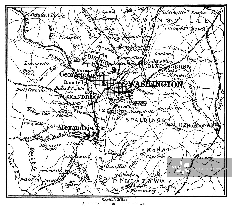 美国华盛顿市古旧地图图片素材