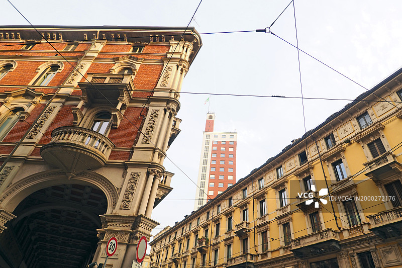 都灵市中心的切尔奈亚大街和利托里亚塔图片素材
