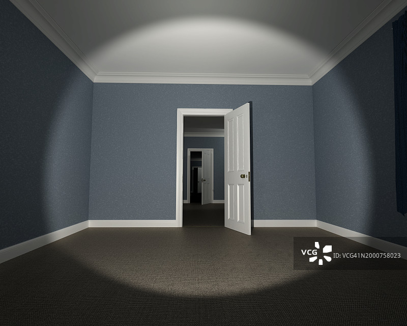 火炬光和三扇打开的门图片素材