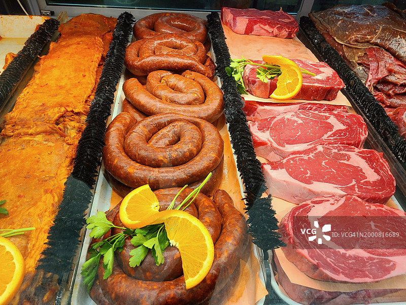 零售展示的肉类图片素材