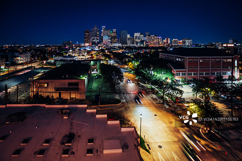 德克萨斯州休斯顿市中心夜景图片素材