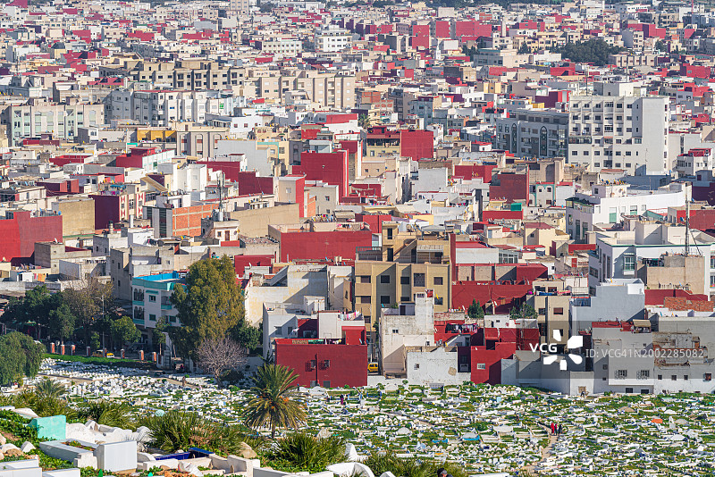 摩洛哥城市得土安高视角景观图片素材
