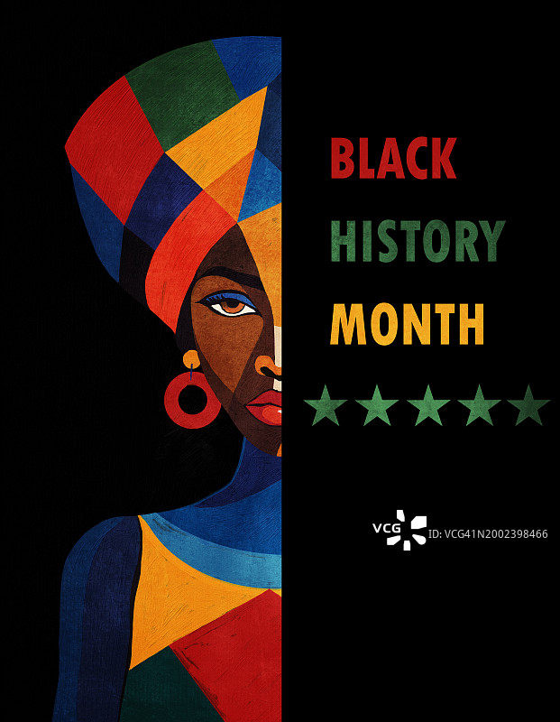 黑人历史月，非洲女性抽象画像图片素材