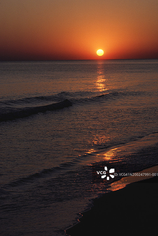 日落时分的海洋，美国佛罗里达州翡翠海岸图片素材