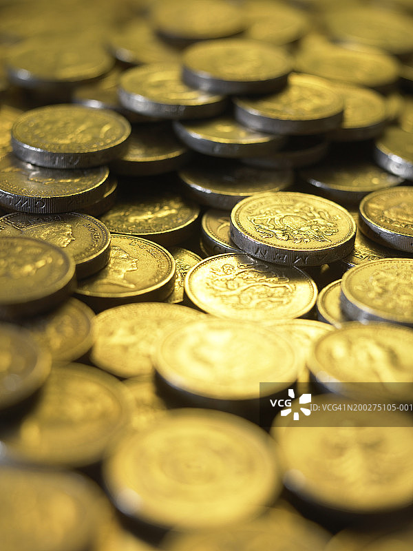 英镑硬币特写图片素材