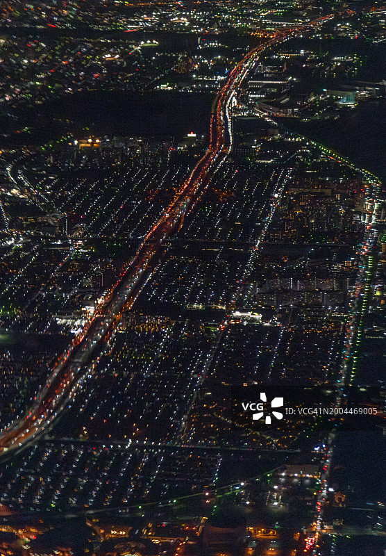 从飞机上俯瞰日本千叶县浦安市图片素材