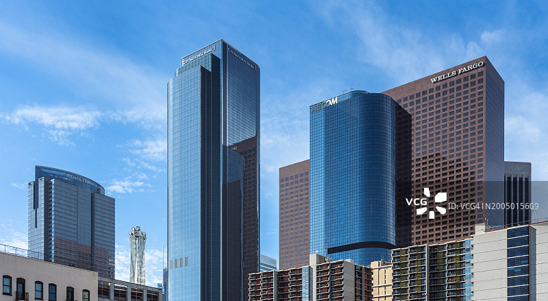 洛杉矶市中心天际线晴天景观图片素材