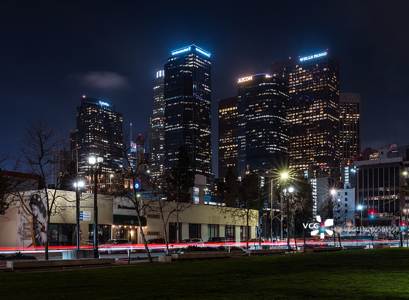 洛杉矶天际线夜景图片素材