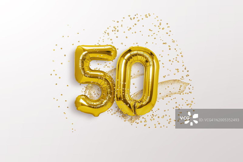 50周年派对气球彩屑图片素材