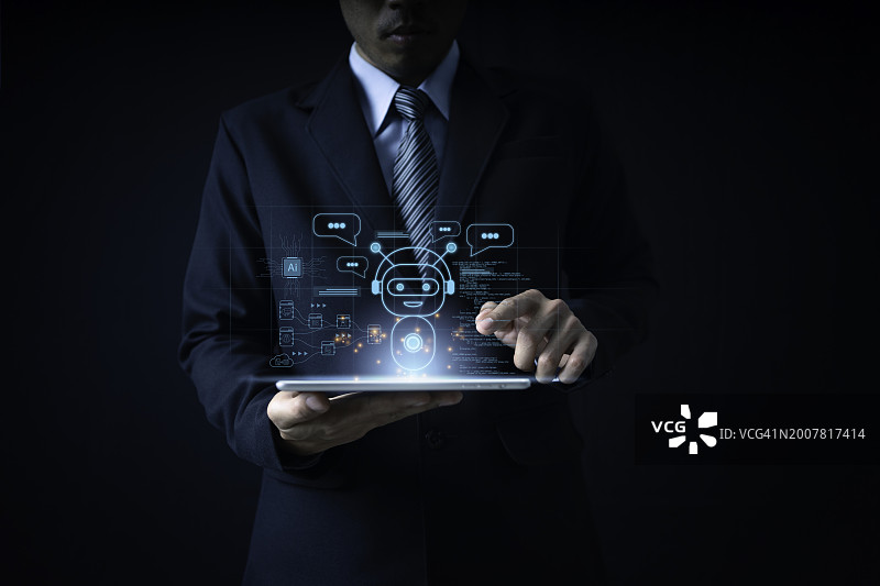 全球连接和AI技术中的聊天机器人创新图片素材
