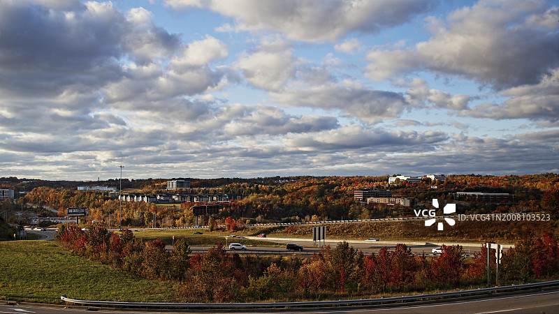 美国宾夕法尼亚州城镇景观高角度俯瞰图片素材