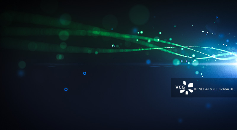 深色背景上的抽象发光线条和模糊粒子图片素材