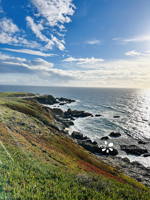 天空下的海景，博德加湾，加利福尼亚州，美国图片素材