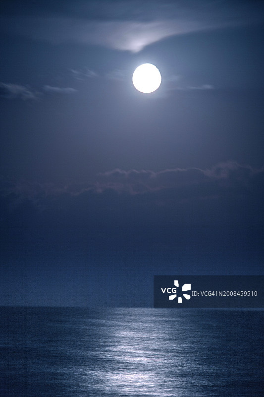 夜晚大海对着天空的美景图片素材