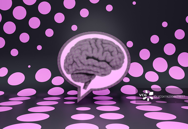 语音气泡中的大脑形状图片素材