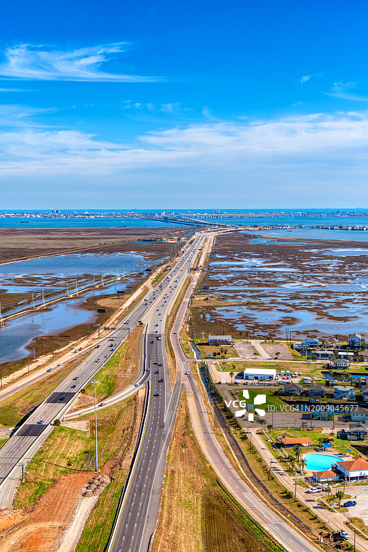 加尔维斯顿堤道航拍图片素材
