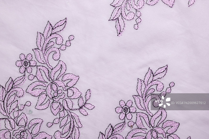 优雅的刺绣，装饰材料的艺术蕾丝背景，复杂的图案和精致的美丽图片素材