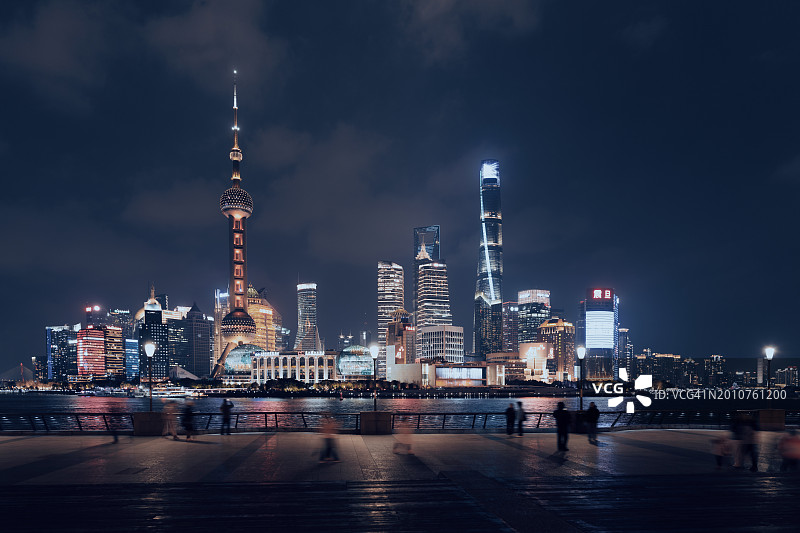 上海城市夜景天际线图片素材