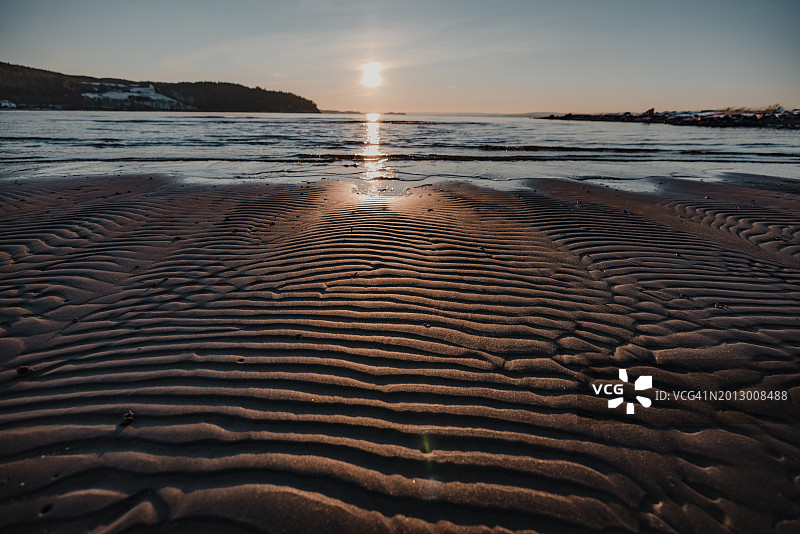 挪威日落时分的海滩美景图片素材