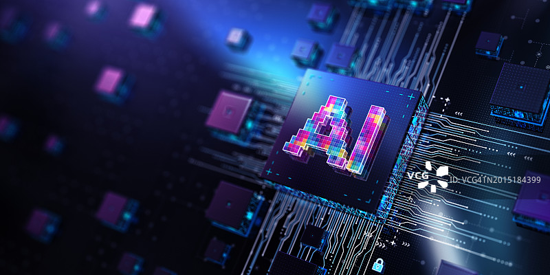 AI芯片：机器学习数字思维技术概念图片素材