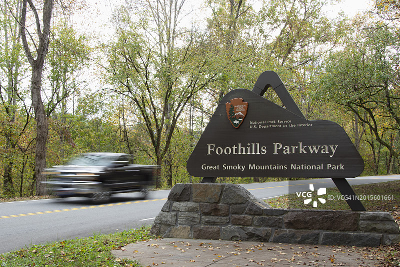 美国田纳西州沃兰 Foothills Parkway欢迎标志图片素材