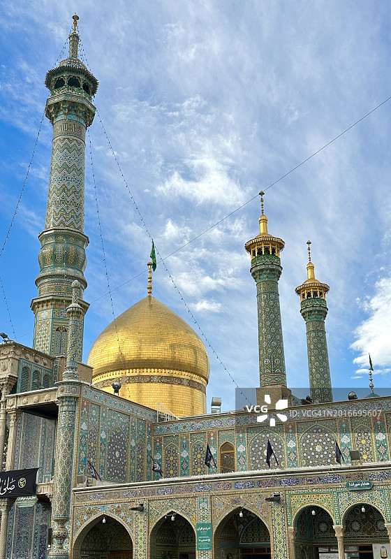 伊朗库姆法蒂玛·马苏梅圣殿的美丽瓷砖图片素材