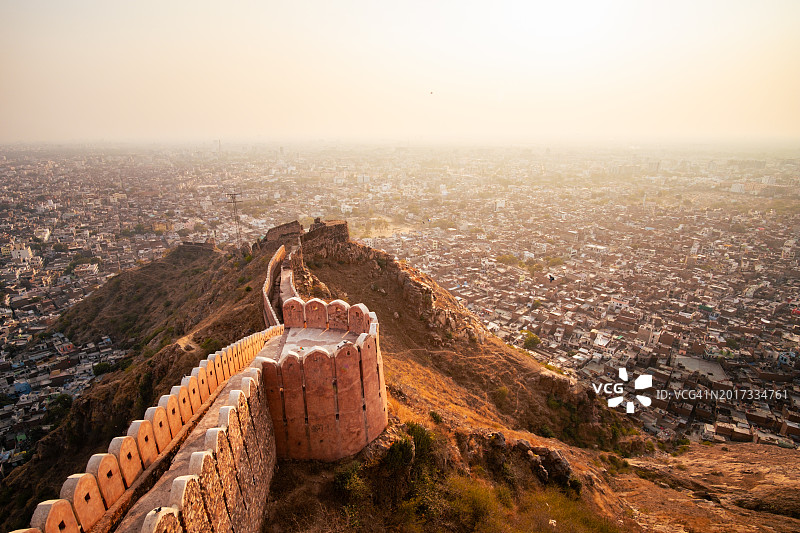 黄昏时分的印度斋浦尔，拉贾斯坦邦杰伊加尔堡图片素材