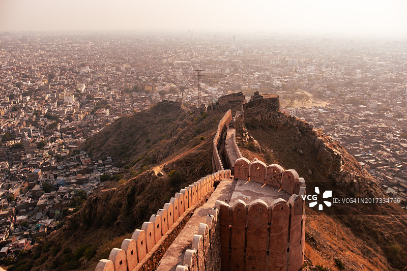 印度斋浦尔的纳哈加尔堡日落美景图片素材