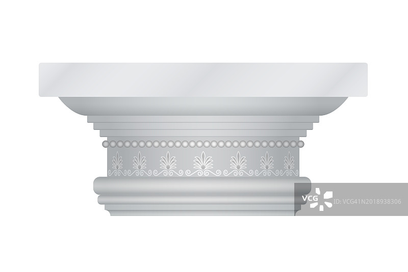 古希腊石柱顶部的3D多立克柱头图片素材