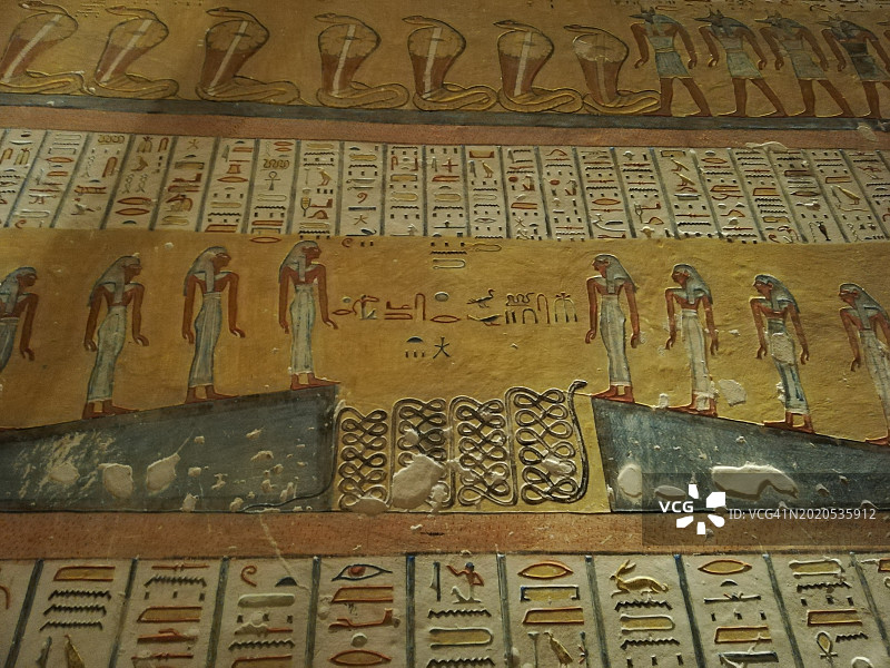 帝王谷拉美西斯四世陵墓中的绘画和象形文字，约公元前1149年图片素材