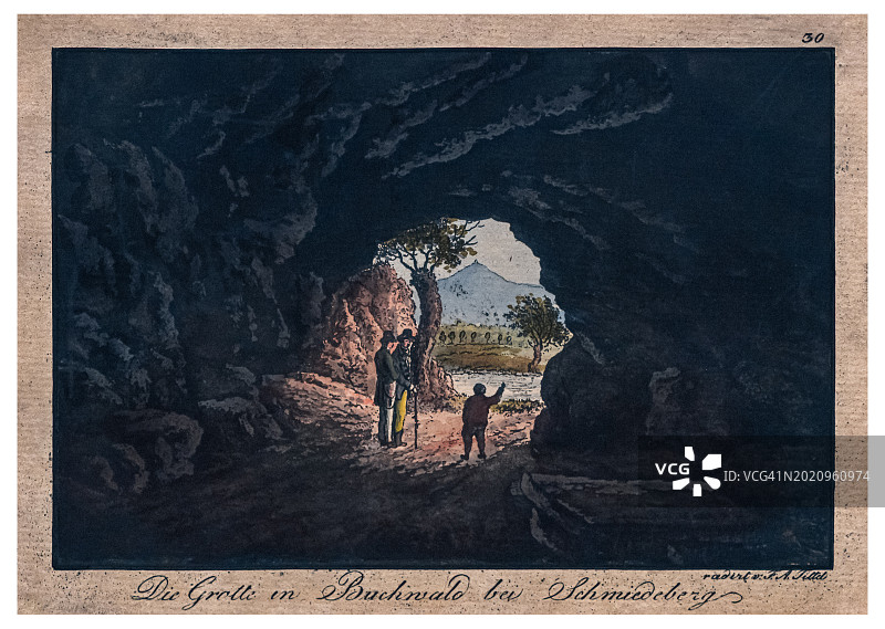 布赫瓦尔德（布科维茨）的石窟 - 彩色蚀刻画图片素材