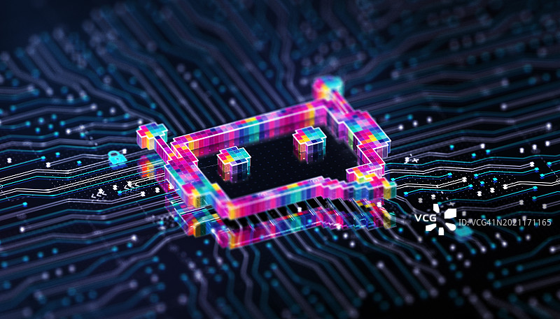 AI机器人的大脑。机器学习。数字思维技术概念图片素材