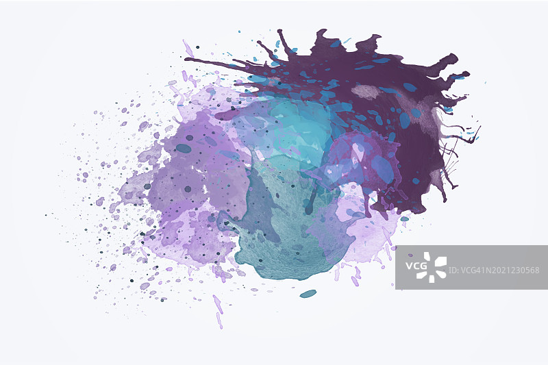 白色背景上的彩色抽象水彩飞溅图片素材