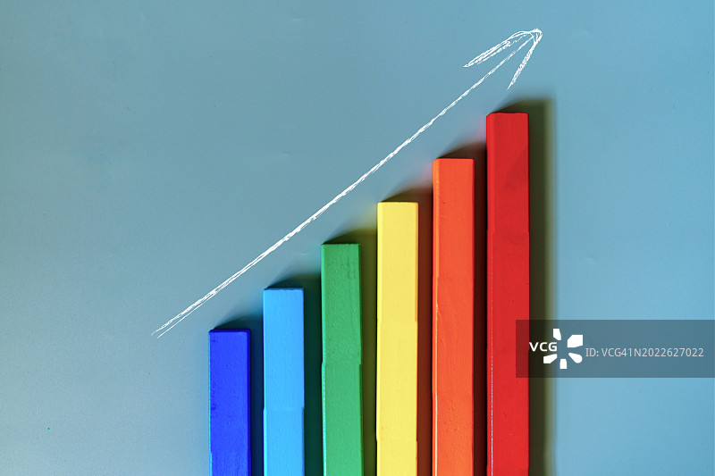 商业金融增长图概念静物，方向向上图片素材