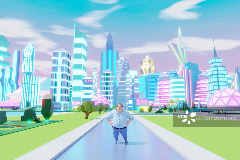 男人在元宇宙中享受他们最喜欢的虚拟形象图片素材